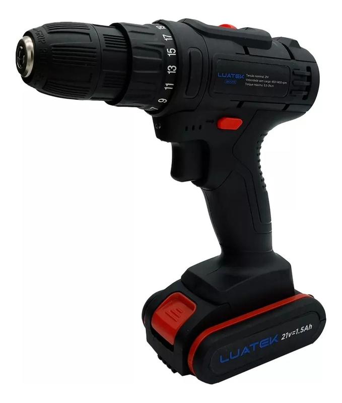 Parafusadeira Furadeira Impacto 21v Kit Ferramentas Maleta Preto
